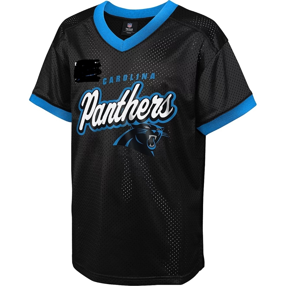 NFL Girls Black and Blue Carolina Panthers Jersey In Small 3/5 NWT